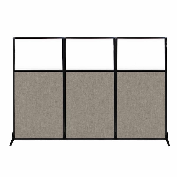 Work Station Screen 99" x 70" Warm Pebble Fabric With Clear Window